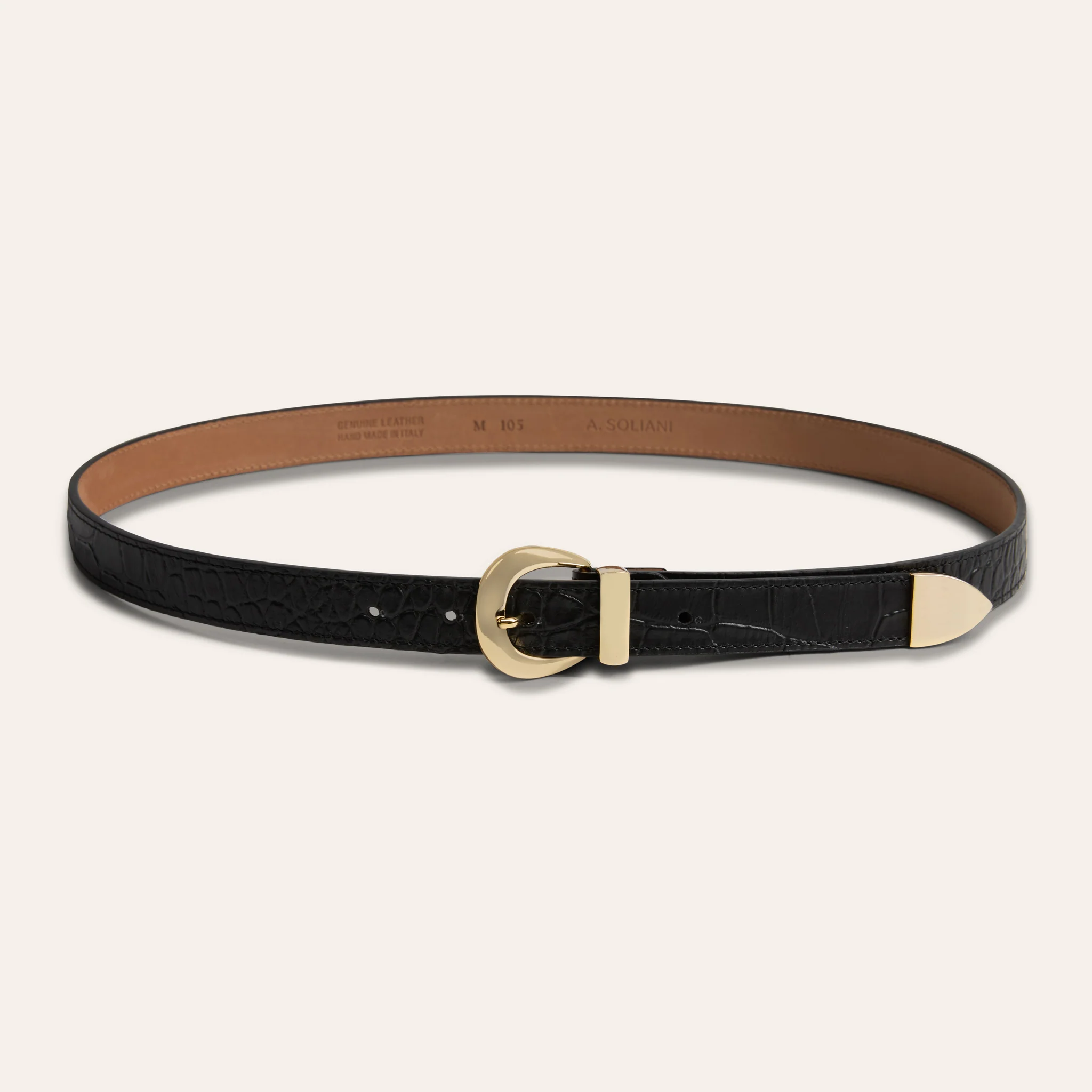 Belt - Gold Buckle Black Croc