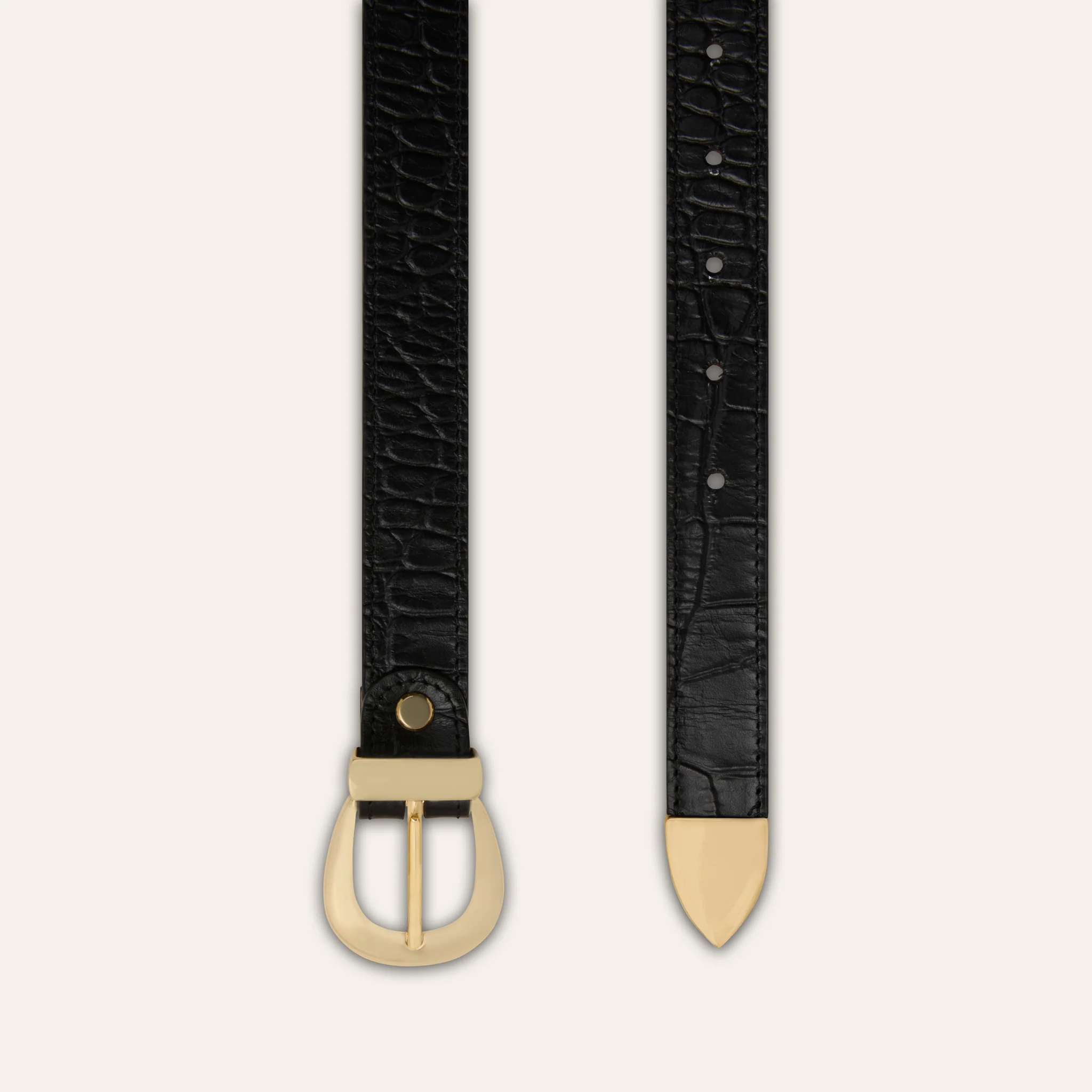 Belt - Gold Buckle Black Croc - Image 3