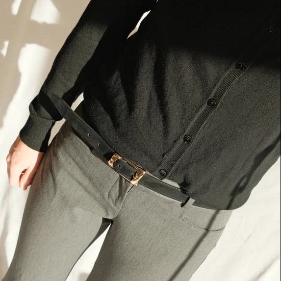 Belt - Gold Buckle Twist Black Suede - Image 2