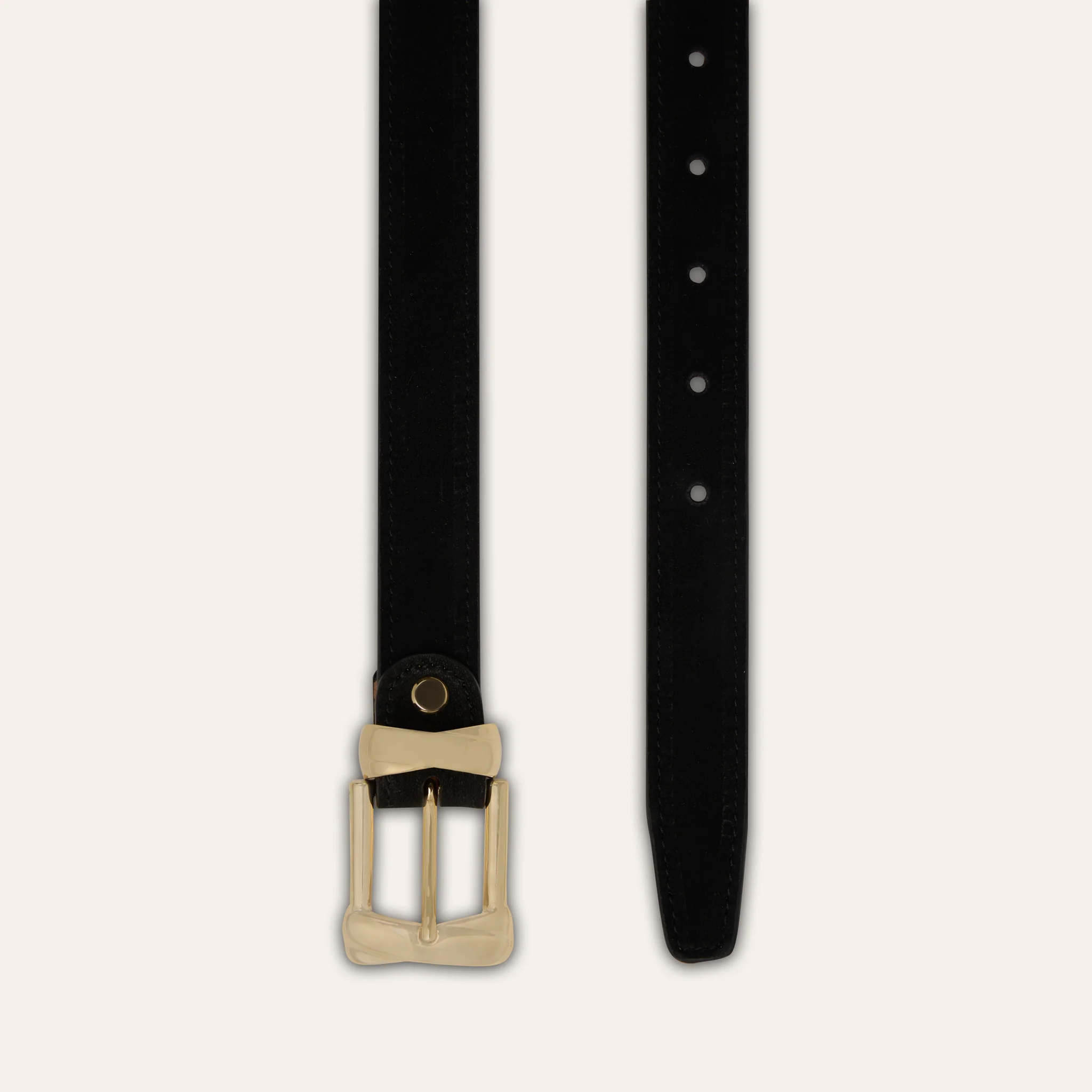 Belt - Gold Buckle Twist Black Suede - Image 4