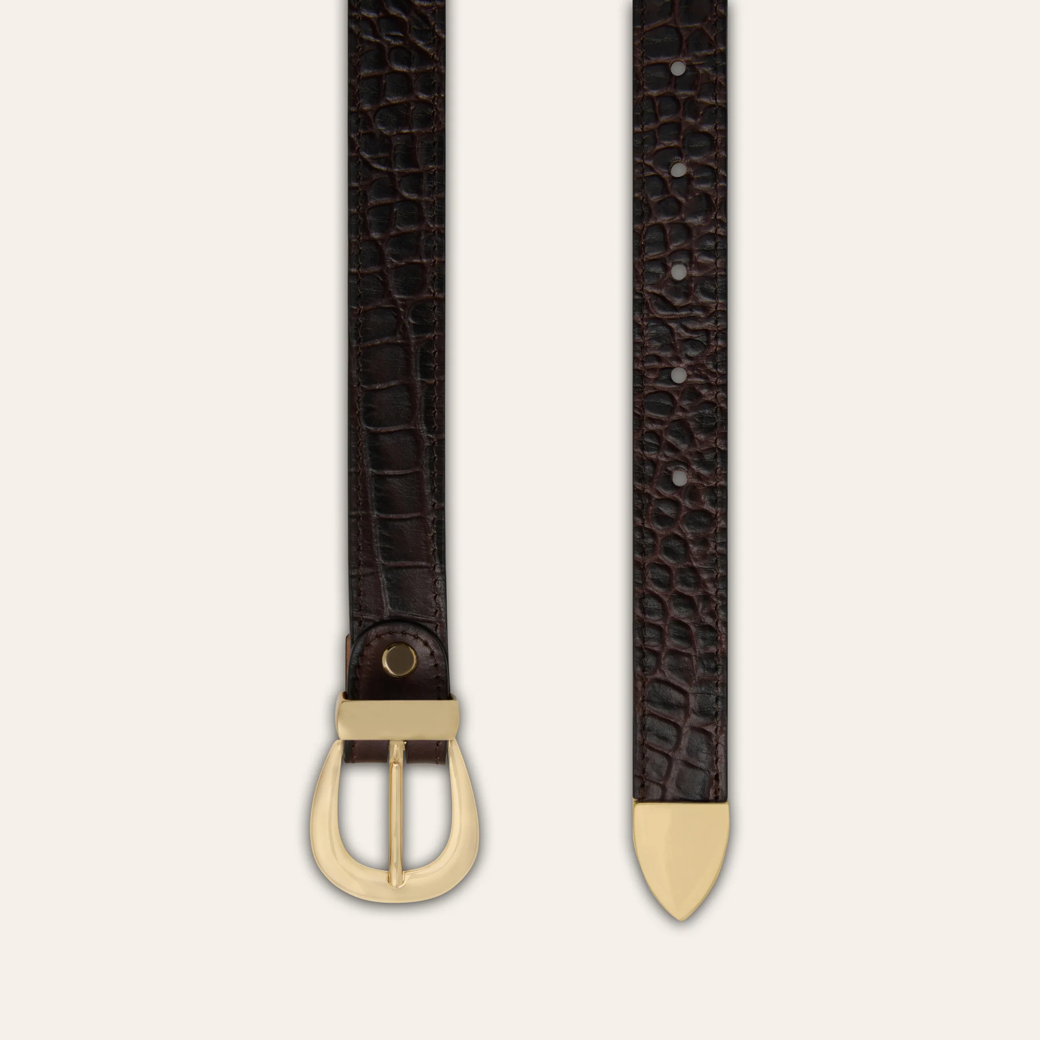 Belt - Gold Buckle Chocolate Croc - Image 3