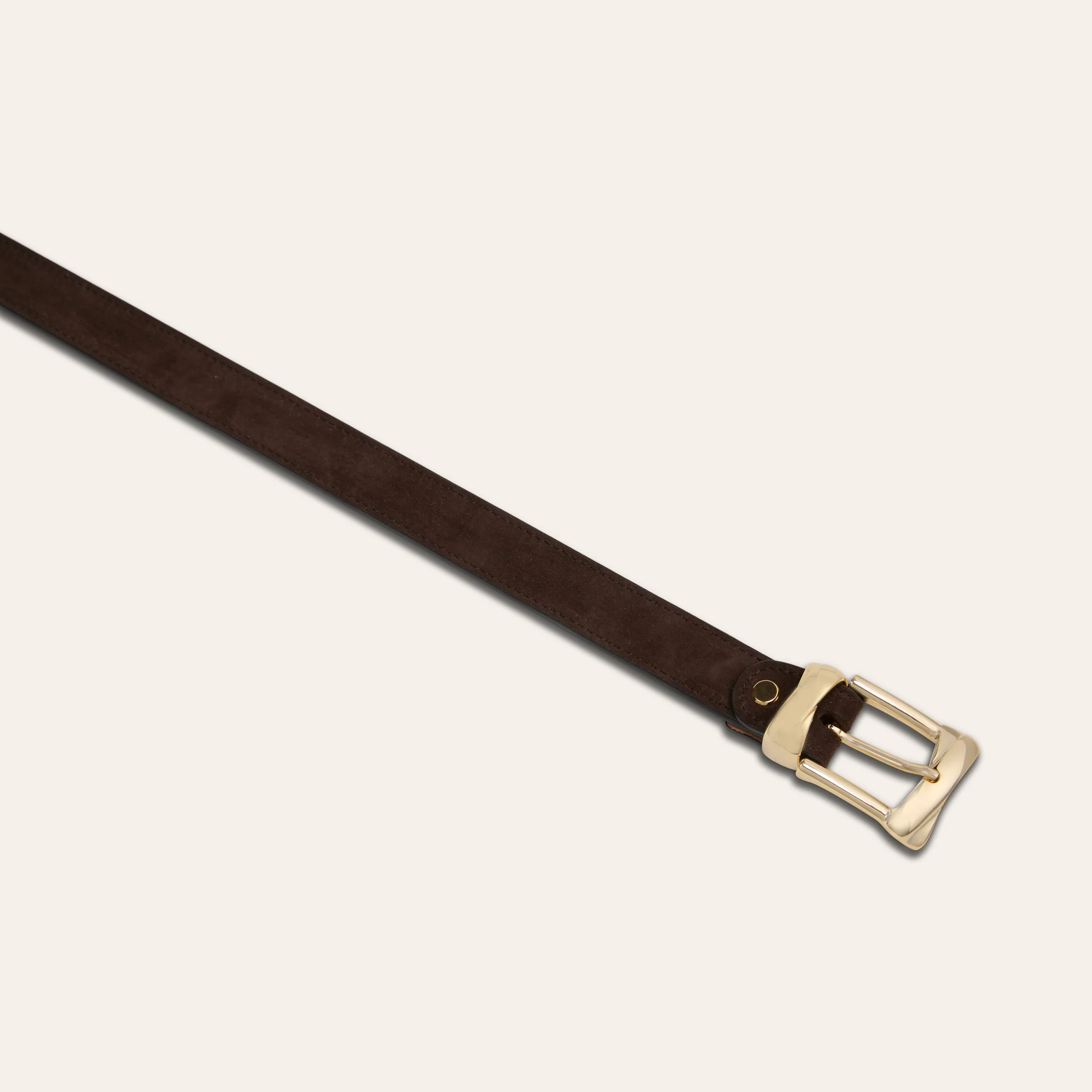 Belt -  Gold Buckle Twist Chocolate Suede - Image 3