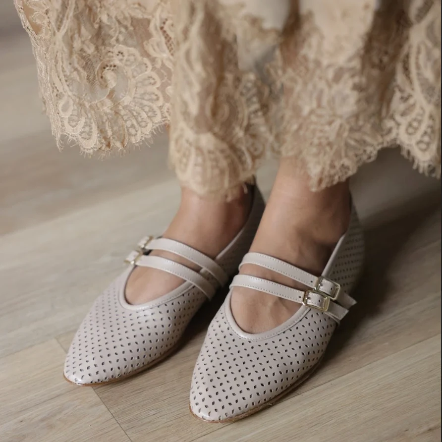 Cori 2 Buckle - Perforated Beige - Image 2