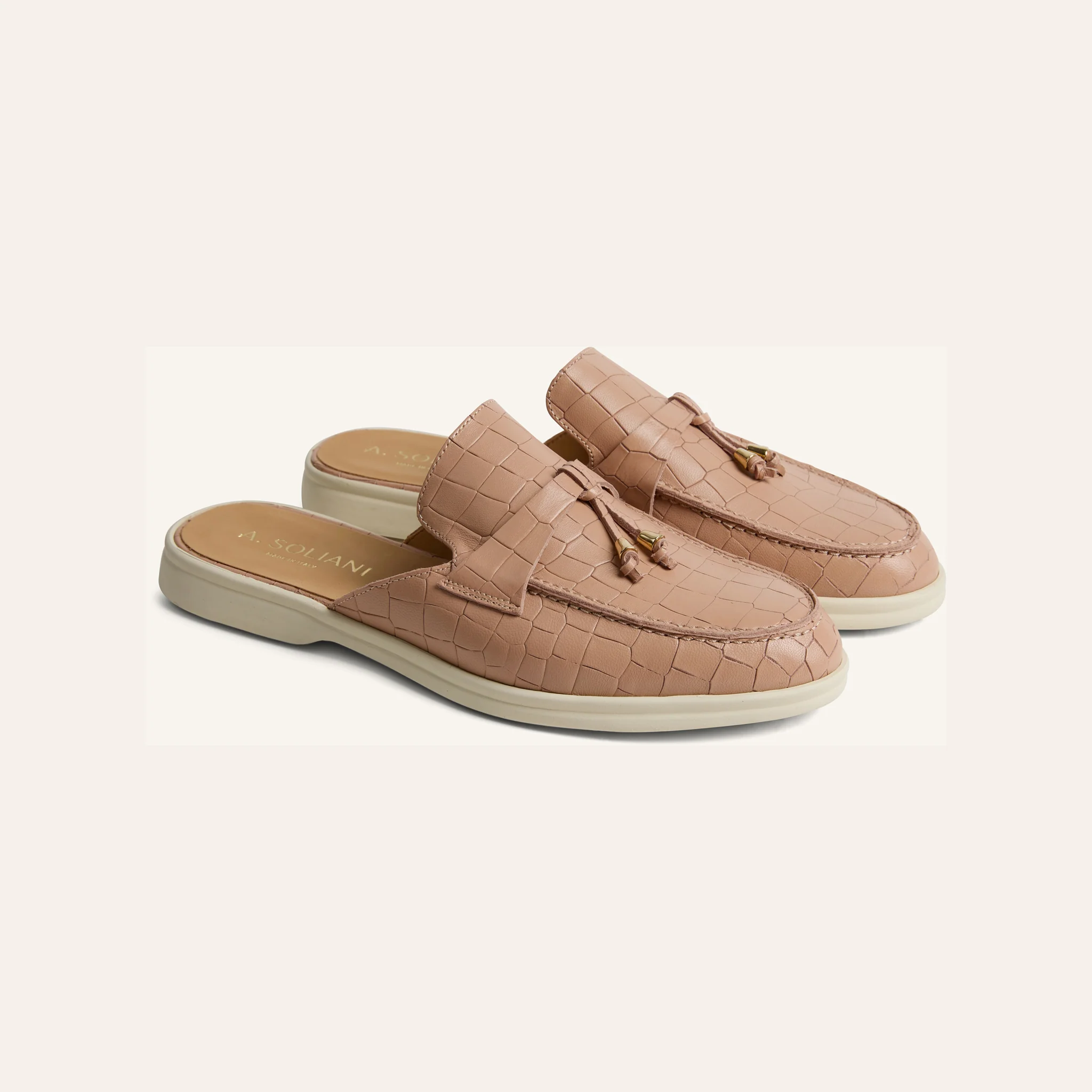 Lisa Slide Sneaker Tassels - Nude Croc - Image 7