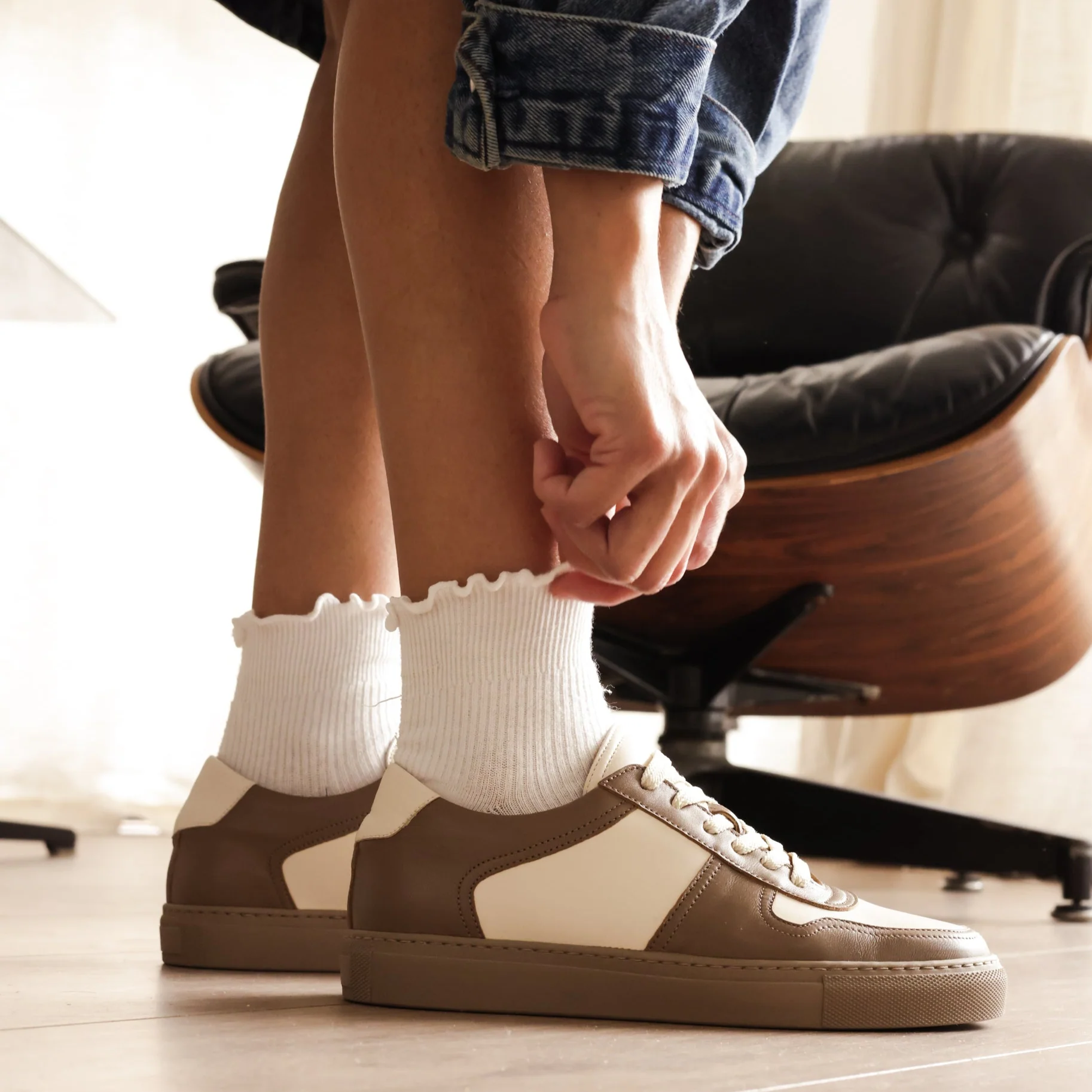 Palermo Sneaker - Taupe/White - Image 4